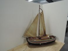 Wooden Model Pond Yatch, unnamed, length 67cm, height 91cm