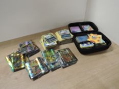 Pokemon Cards, modern and reproduction cards, no 1st editions seen, 350+ with folding wallet and