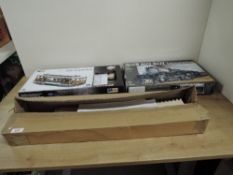 Mixed scale model kits, OcCre Ocio Creativo 1:24 scale, 53007 San Francisco Cable Car, opened and