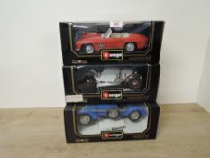 Burago 1:18 scale die-casts, 3002 Mercedes Benz SSKL Caracciola (1931), 3005 Bugatti Type 59 (