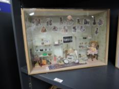 Miniature Dolls House Display, Sweet Shop, 41cm x 28cm