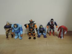 He-Man and Thundercat Figures, 1985 LJN Toys Mumm-Ra, Ratar-O, Mumma-Ra wearing red cape,