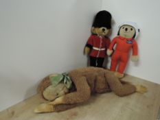 Merrythought Bears, Air Ambulance Paramedic, height 40cm, Beefeater, height 50cm and Monkey Pyjama