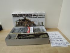 Tamiya 1:35 scale plastic kit, 230 Tamiya Dragon Wagon US 40 Ton Tank Transporter, opened but