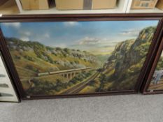 Carl Henderson GRA, British 20th Century, Oil on Board, Millers Dale Junction, framed, 101cm x 67cm,