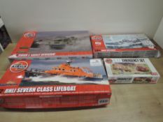 Airfix mixed scale plastic kits, 1:72 scale A07280 RNLI Severn Class Lifeboat, 1:35 scale A1357
