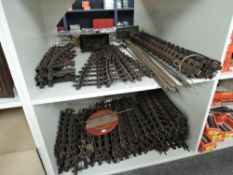 0 Gauge Wooden 3 Rail Track, large collection including curves, straights and Points, on two