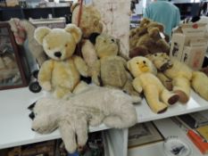 Mid 20th century and later Plush Teddy Bears, Merrythought height 53cm, Chad Valley height 24cm,