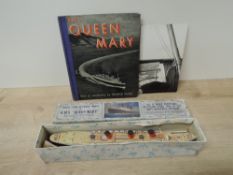 Queen Mary Interest, Chad Valley take to pieces model, RMS Queen Mary in original card box with both