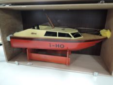 Model Boat hand built by Renowned Model Builder Allan Miller, wooden and plastic, HiTec I-Ho Speed