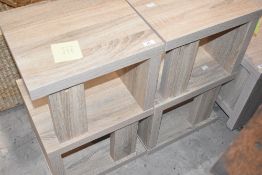 Two modern laminate narrow shelves , dimensions approx. H64 W40 D35cm