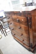 A Victorian mahogany chest of two over three drawers, width approx. 118cm