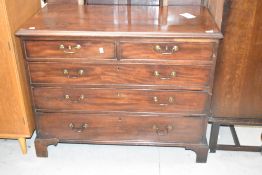 A 19th Century mahogany chest of two over three drawers, width approx. 107cm