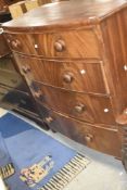 A Victorian mahogany bow fronted chest of four long drawers