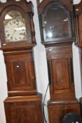 Two period long case clocks, with matched faces etc