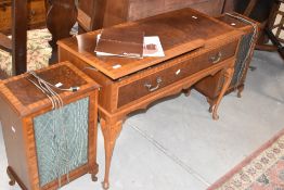 A Regency styled Burr mahogany veneered Albany Music Centre HFC79 with Garrard SP25 MKIV record