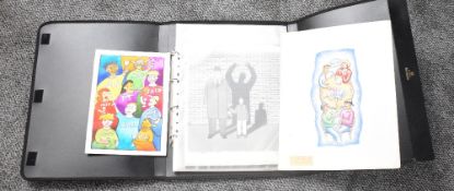 A folio containing a small quantity of students artwork, dating from the 1990's, and housed in a