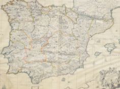After John Senex (British 1678-1740) 'A Correct Map of Spain & Portugal' 18th century copper-plate
