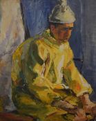 Saida Symmons (20th century) impasto oil on canvas, study of a male figure dressed in vibrant