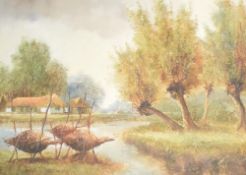 B.H Slotman (Jack van der Put, Dutch b.1939) oil on board, Dutch canal scene, incised signature