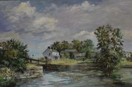 Local interest* Fred McJannet (British 20th century) oil on canvas, local canal scene, signed