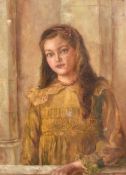 Artist unknown, an early 20th century oil on canvas, portrait of a young girl, signature obscured by