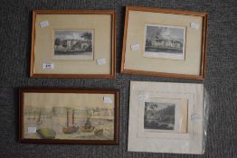 After John Preston Neale (British 1771 - 1847) three hand-coloured engravings depicting Heaton House