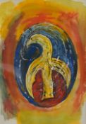 Peter Osbourne (British Contemporary) Watercolour, 'Phoenix' a colourful depiction of a mythical