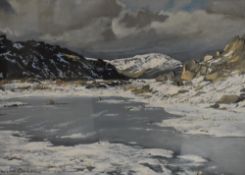 Local interest* John Cooke (British 1929-2018) watercolour and body colour 'Frozen Tarn' stark