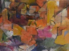 Tony M Roberts (Local Contemporary) Pastel and Gouache 'Crete Landscape,' a Cubist inspired take