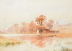 Frederick Burgess (British 19th/20th century) watercolour river scene, 'Newport, Isle of White'
