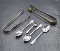 A pair of Scottish George III silver sugar tongs, marks for Edinburgh 1806, rubbed makers mark,
