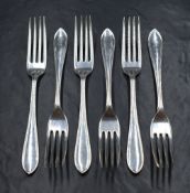 A set of six Elizabeth II silver Sandringham pattern forks, marks for Sheffield 1957, maker Viner'
