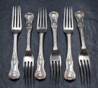 A set of six early William IV silver King's pattern forks, marks for London 1830, maker William
