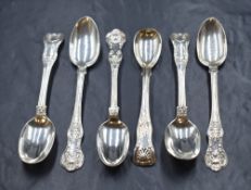 A group of three Scottish Victorian silver Queen's pattern spoons, having 'R' initial to