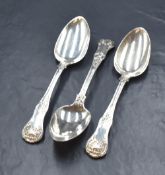 A group of three George IV silver Queen's patterns serving spoons, marks for London 1824, maker