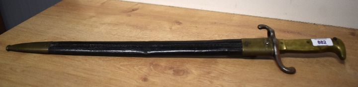 Imperial German M1871 Mauser sword bayonet, single edged wide fuller 47cm blade with spine stamped