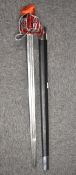 Scottish Highlander’s basket hilt sword, 89cm double-edged fullered clean blade, pierced and