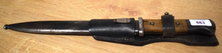 WW2 German K-98 Mauser bayonet, single edged fuller field-sharpened 25cm blade, ricasso stamped 4177