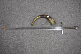 Antique Islamic, Arabian or African style powder horn or flask, typically made from cow, ox or