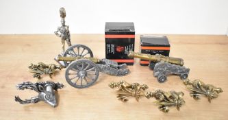 Napoleonic Cannons, miniature scale models by DENIX, both nicely decorated, one with embossed 13cm