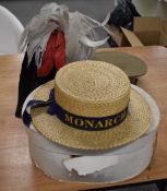 Eton straw boater made by New & Lingwood, Eton in good condition with blue and gold-fringed ribbon