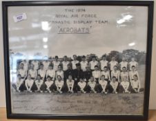 1974 Royal Air Force Gymnastic Display Team 'Aerobats' framed photograph, all named by signature,
