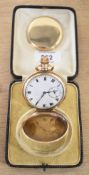 Gold Plated Cased Full Hunter Pocket Watch of Military interest, the white dial with black Roman