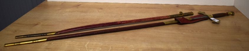 Ceremonial sword, 68cm steel blade etched Spencer & Co Queen St London and with intricate foliate