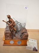 Danbury Mint bronzed sculpture For The Fallen - Over The Top, depicting a British 'tommy' on a
