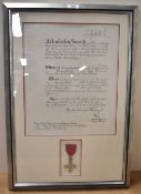 MBE award Civil Division of the Order of the British Empire professionally framed with original