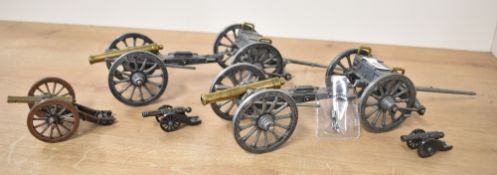 American Civil War Cannon miniature scale models by DENIX, two with metal body design with metal