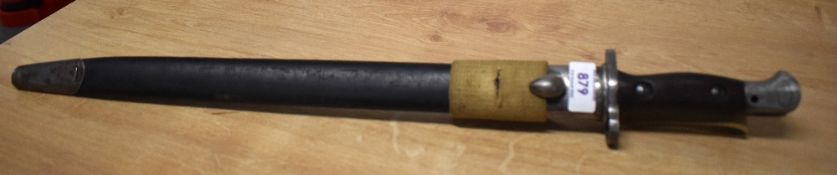 WW1 period 1907 Sanderson bayonet for Lee Enfield SMLE, wood grips with clean hilt, working