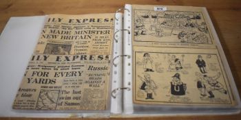 WW2 1943-45 Giles and Strube original Daily Express cartoons, cut from the newspapers and